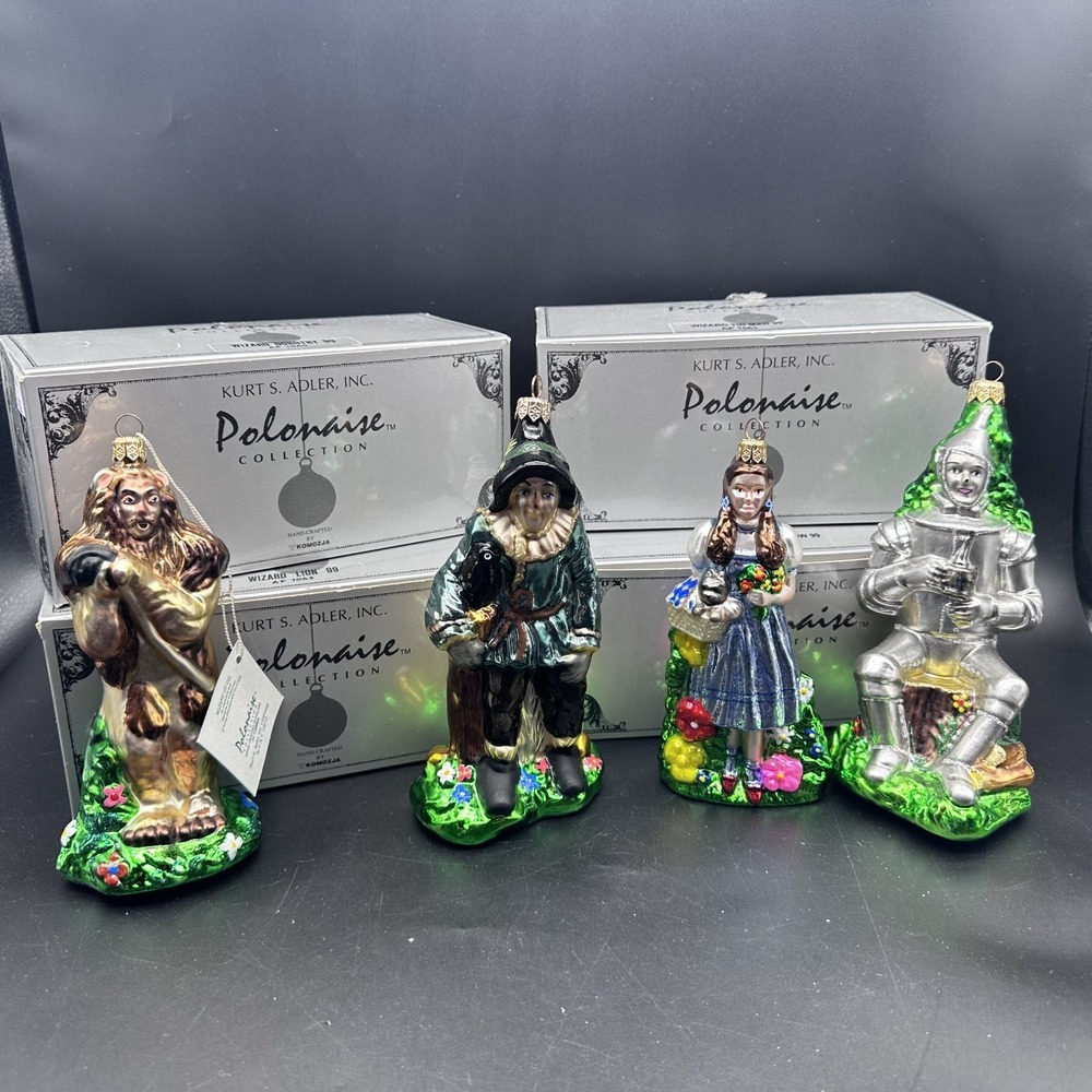 1999 KURT ADLER POLONAISE WIZARD OF OZ‎ COLL ORNAMENTS SET 4